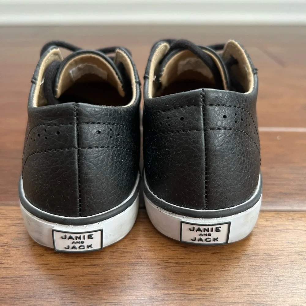 Janie and Jack Black Kids Dress Shoes with White Soles